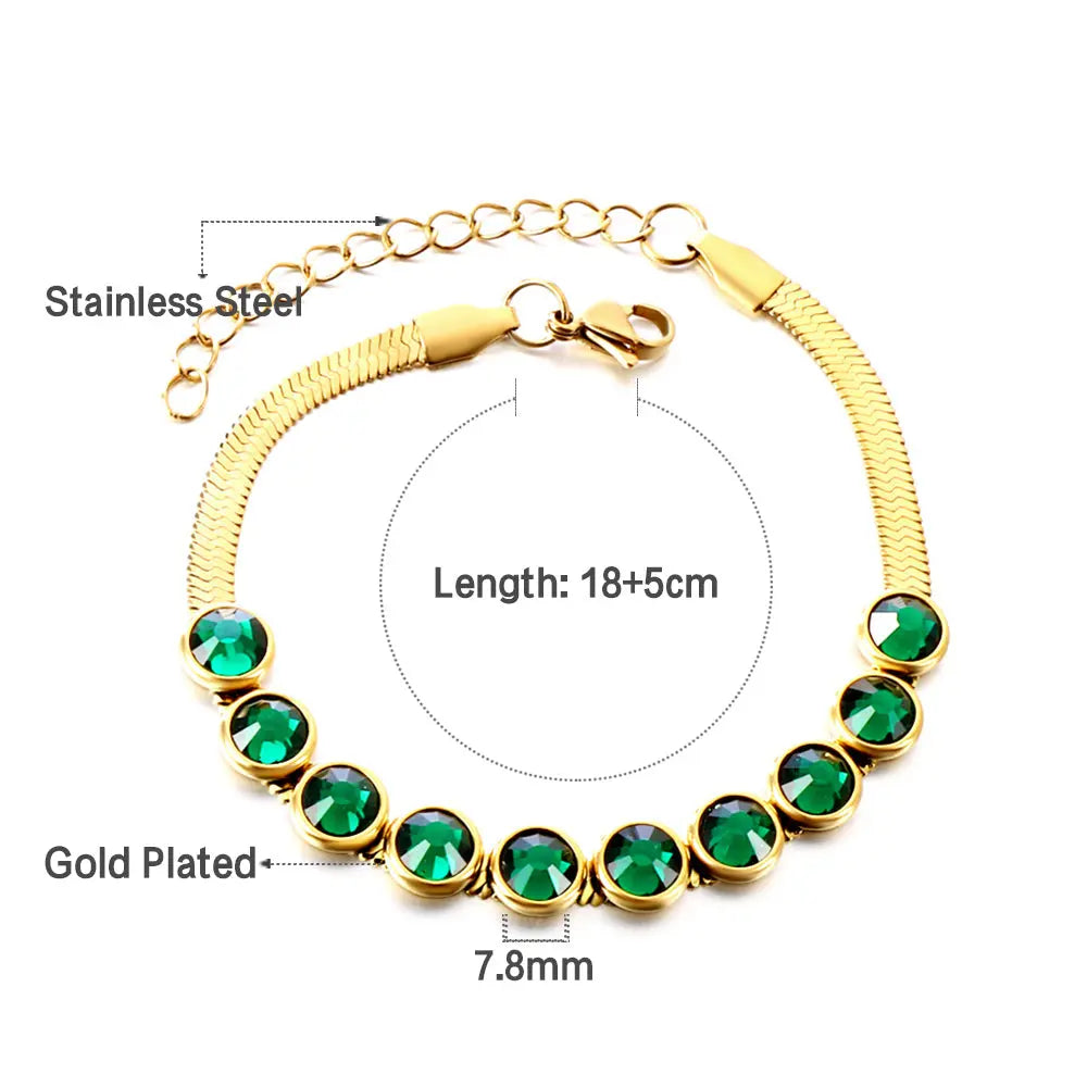 Green Zirconia Link Bracelet