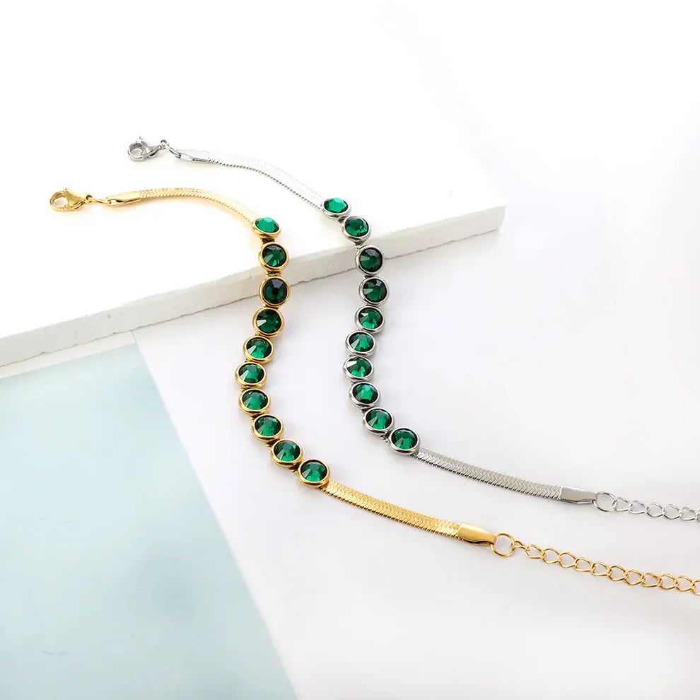 Green Zirconia Link Bracelet