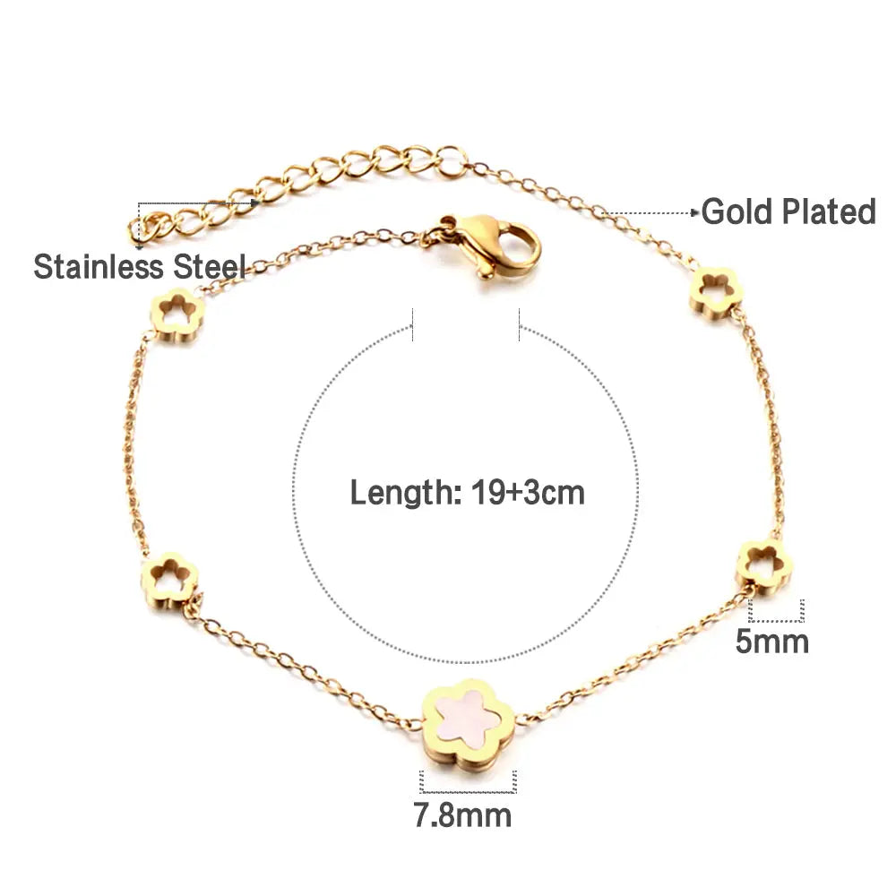White Shell Peach Blossom Charm Bracelet