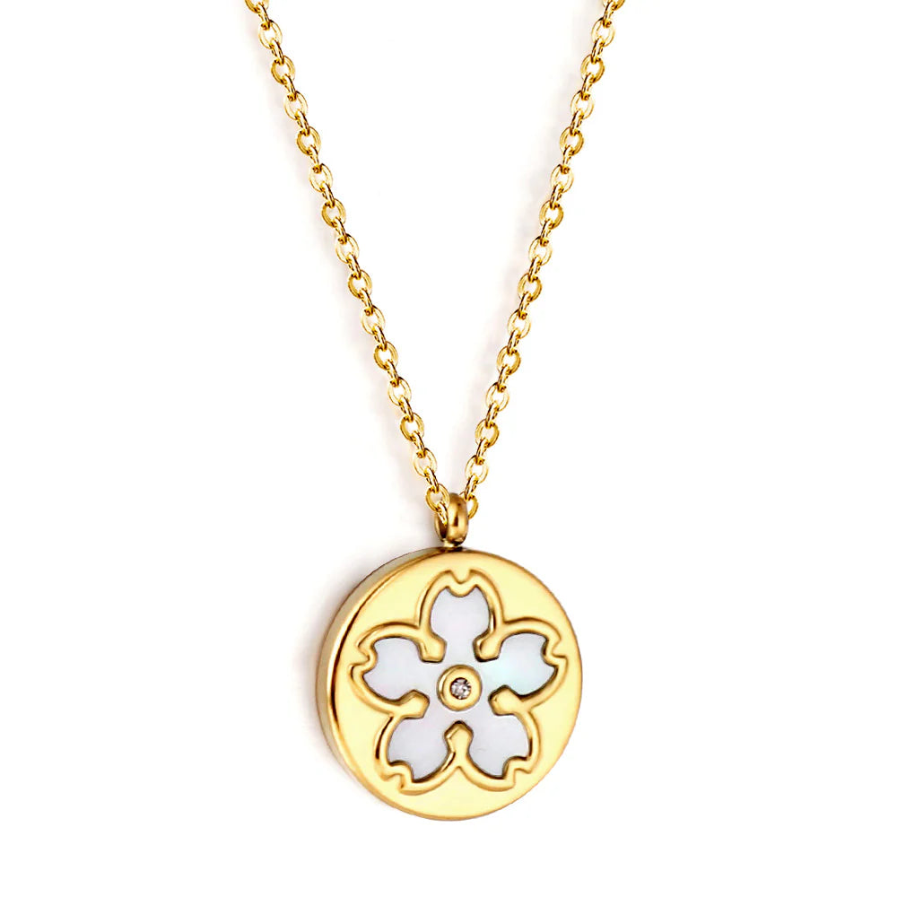 Circular Flower Pendant Necklace