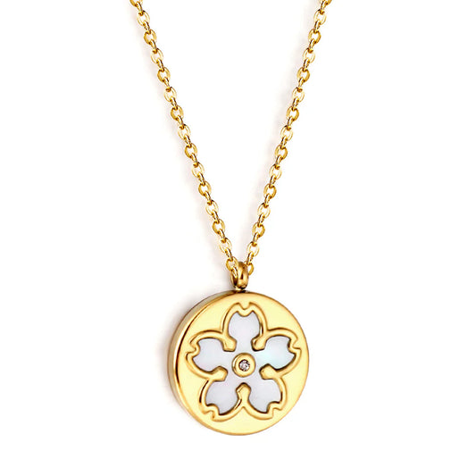 Circular Flower Pendant Necklace