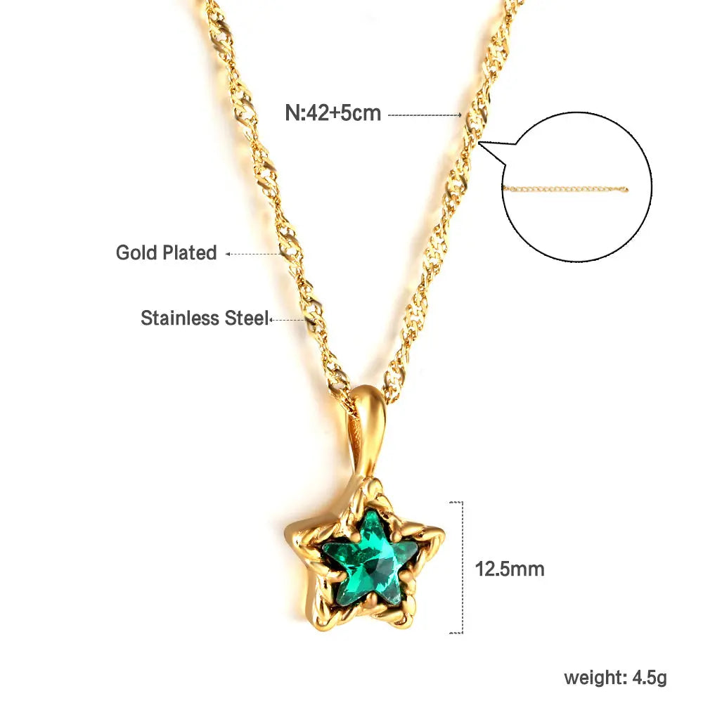 Star Zirconia Pendant Necklace