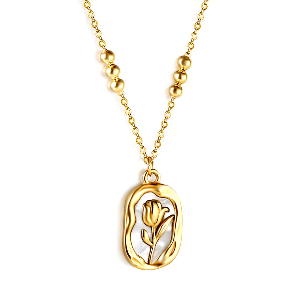 Oval Tulip Pendant Necklace