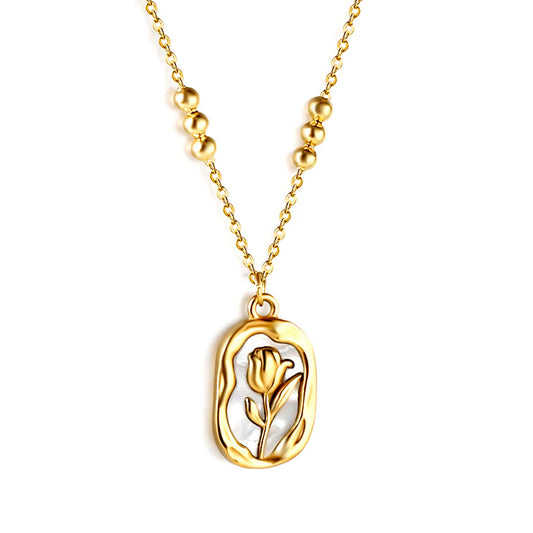 Oval Tulip Pendant Necklace
