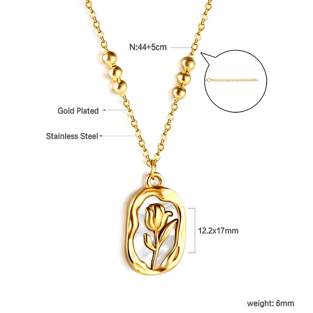 Oval Tulip Pendant Necklace