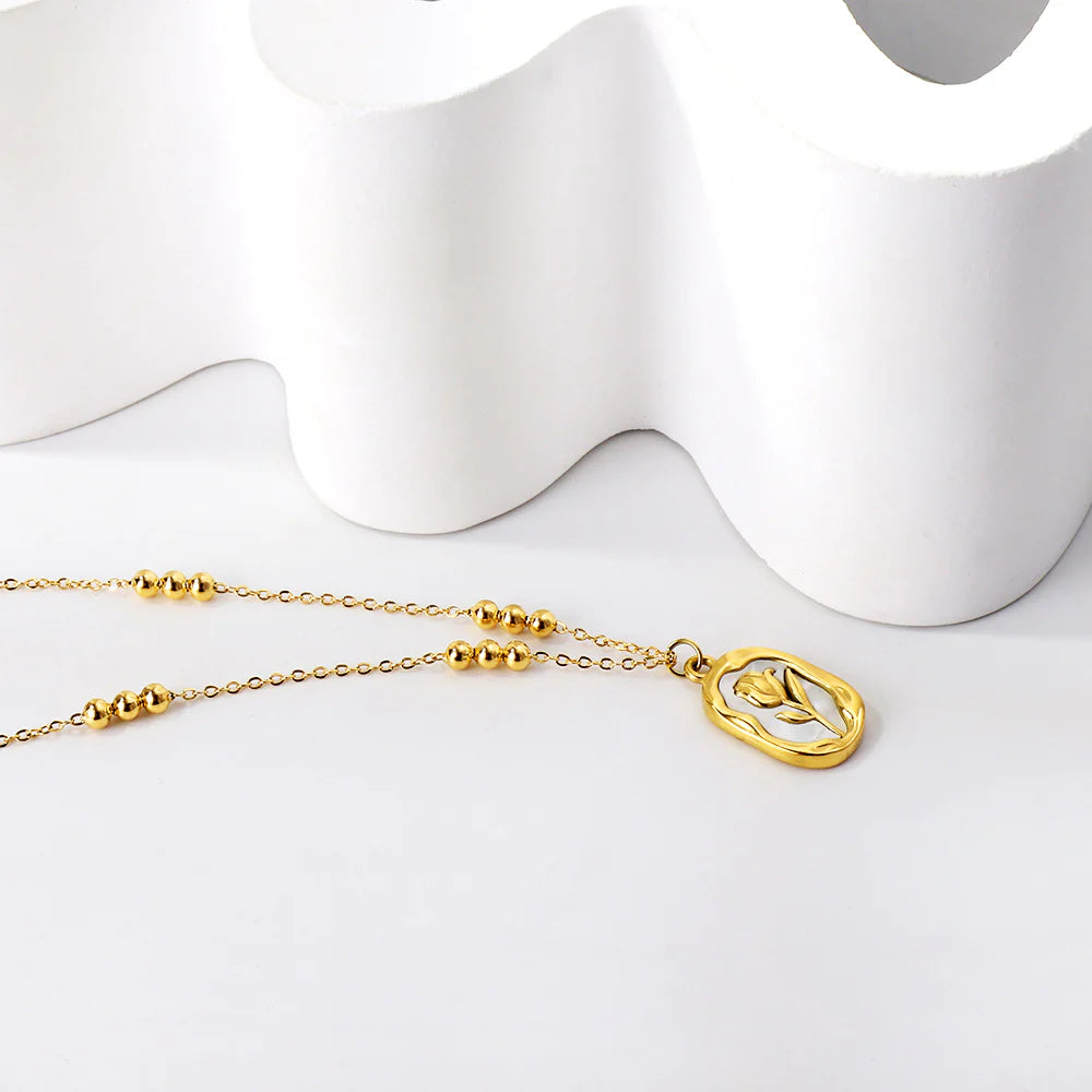 Oval Tulip Pendant Necklace