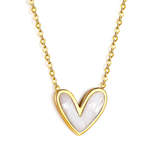 White Heart Shell Pendant Necklace