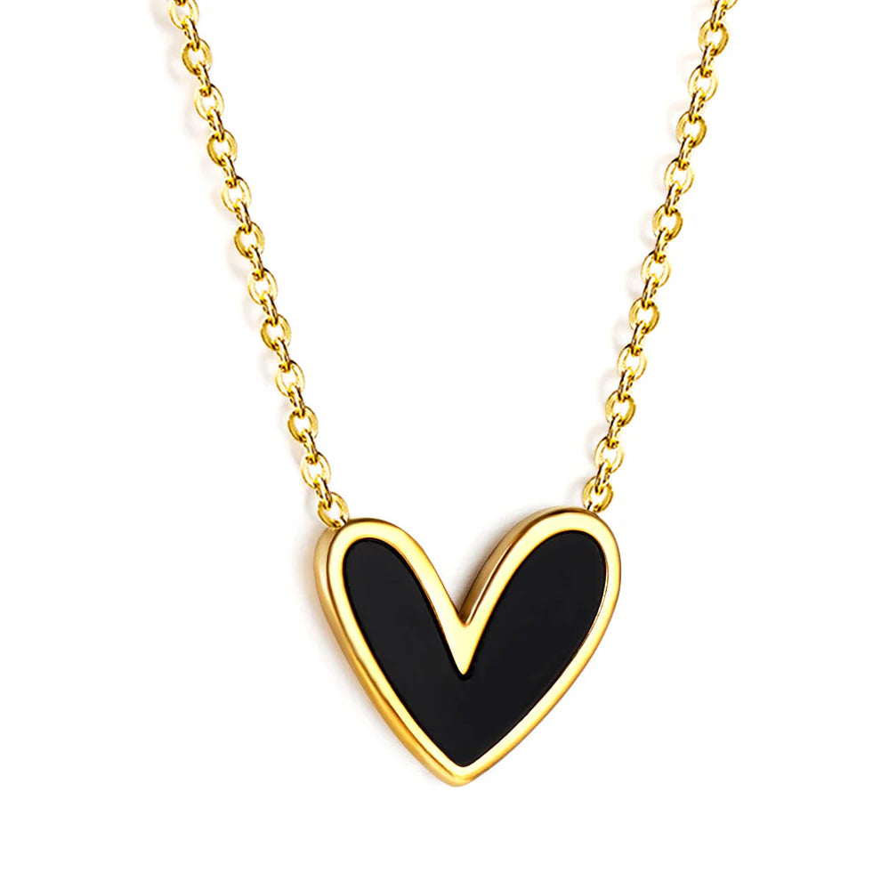 Midnight Heart Shell Pendant Necklace