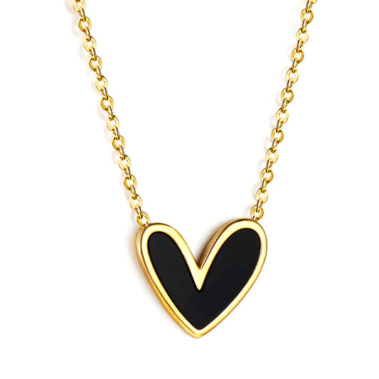 Midnight Heart Shell Pendant Necklace