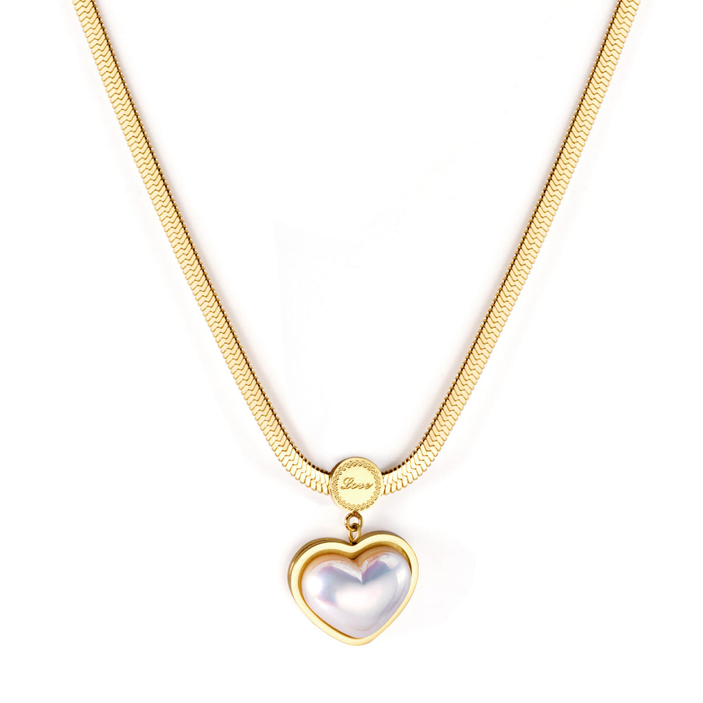 Heart-Shaped Iridescent Pendant Necklace