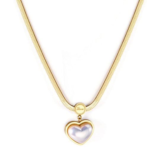 Heart-Shaped Iridescent Pendant Necklace