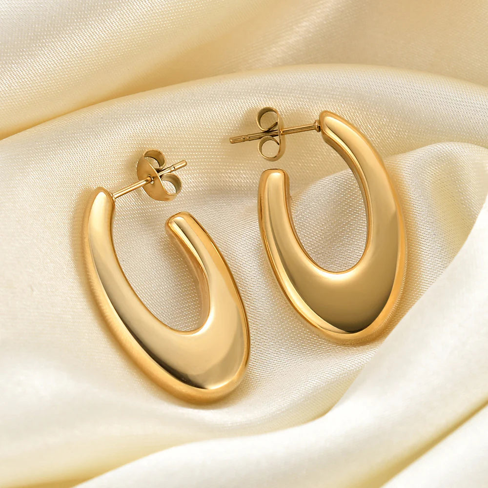 Statement Gold-Toned U-Shaped Hoop Earrings