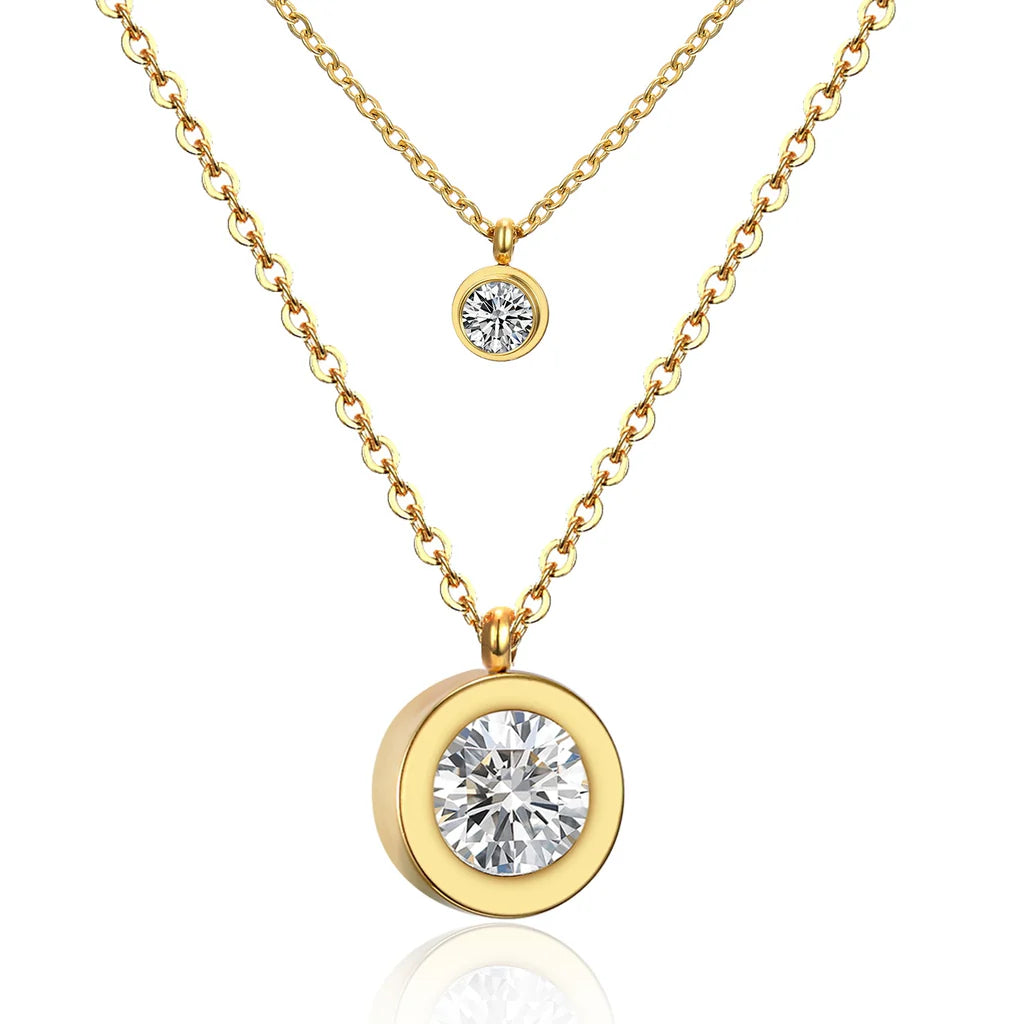Layered Circular Pendant Necklace