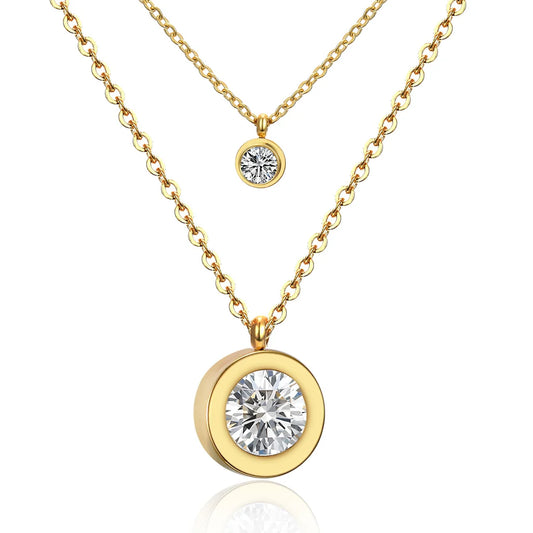Layered Circular Pendant Necklace