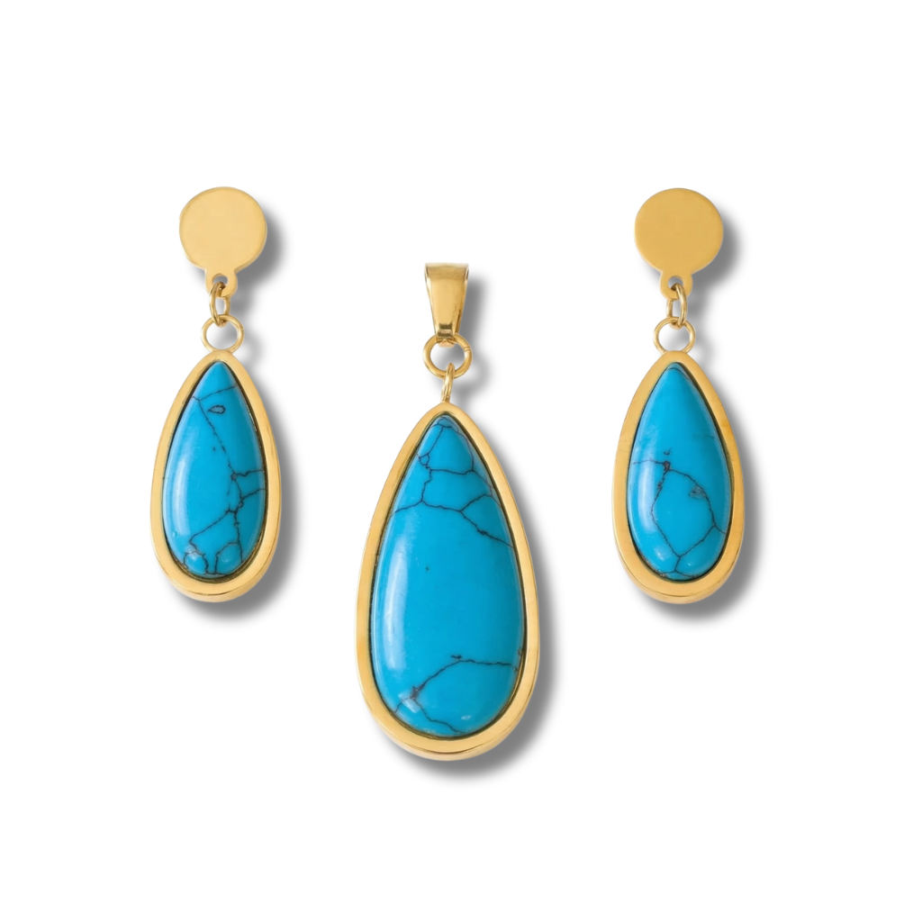 Turquoise Teardrop Necklace & Earring Set