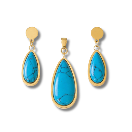 Turquoise Teardrop Necklace & Earring Set
