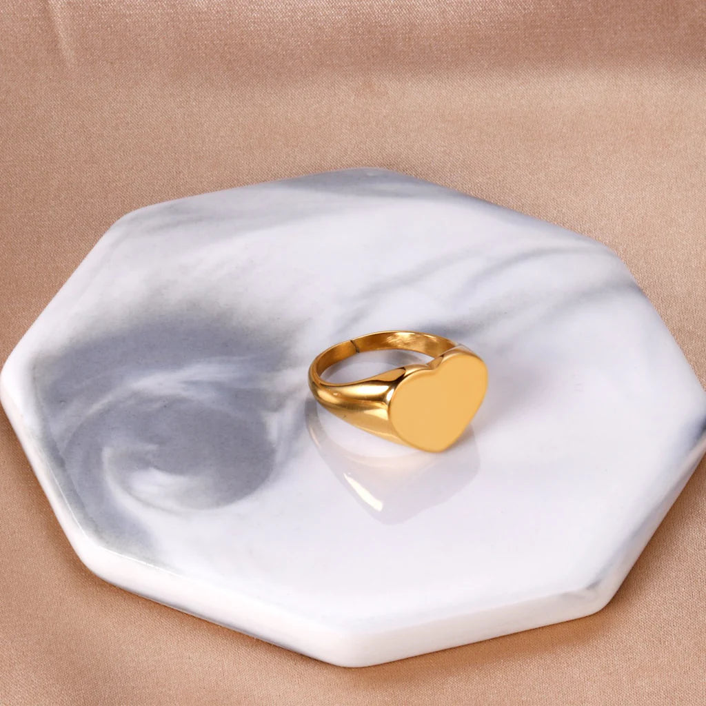 Gold-Toned Heart Signet Ring