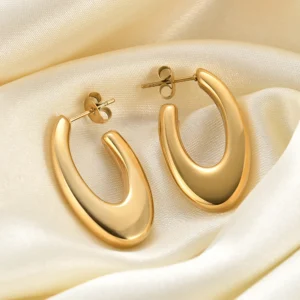 Statement Gold-Toned U-Shaped Hoop Earrings