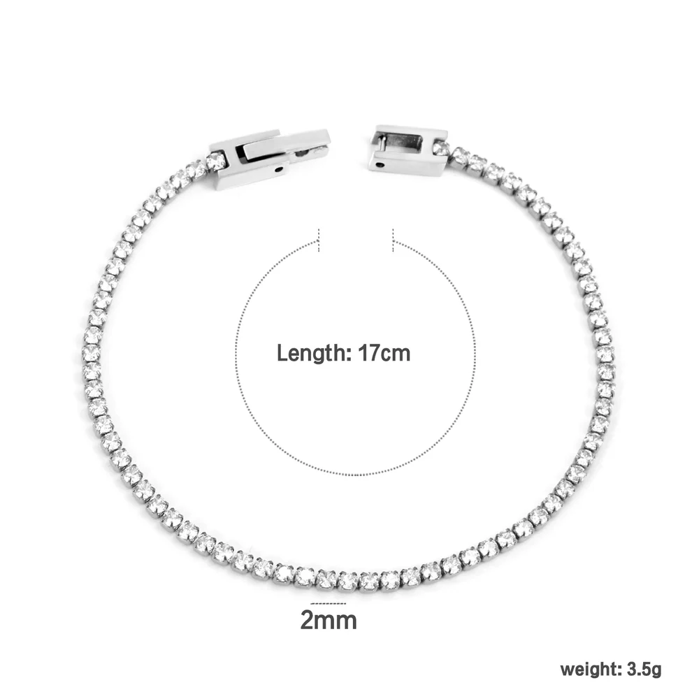 Round Zirconia Tennis Bracelet – Gold Plated Stainless Steel