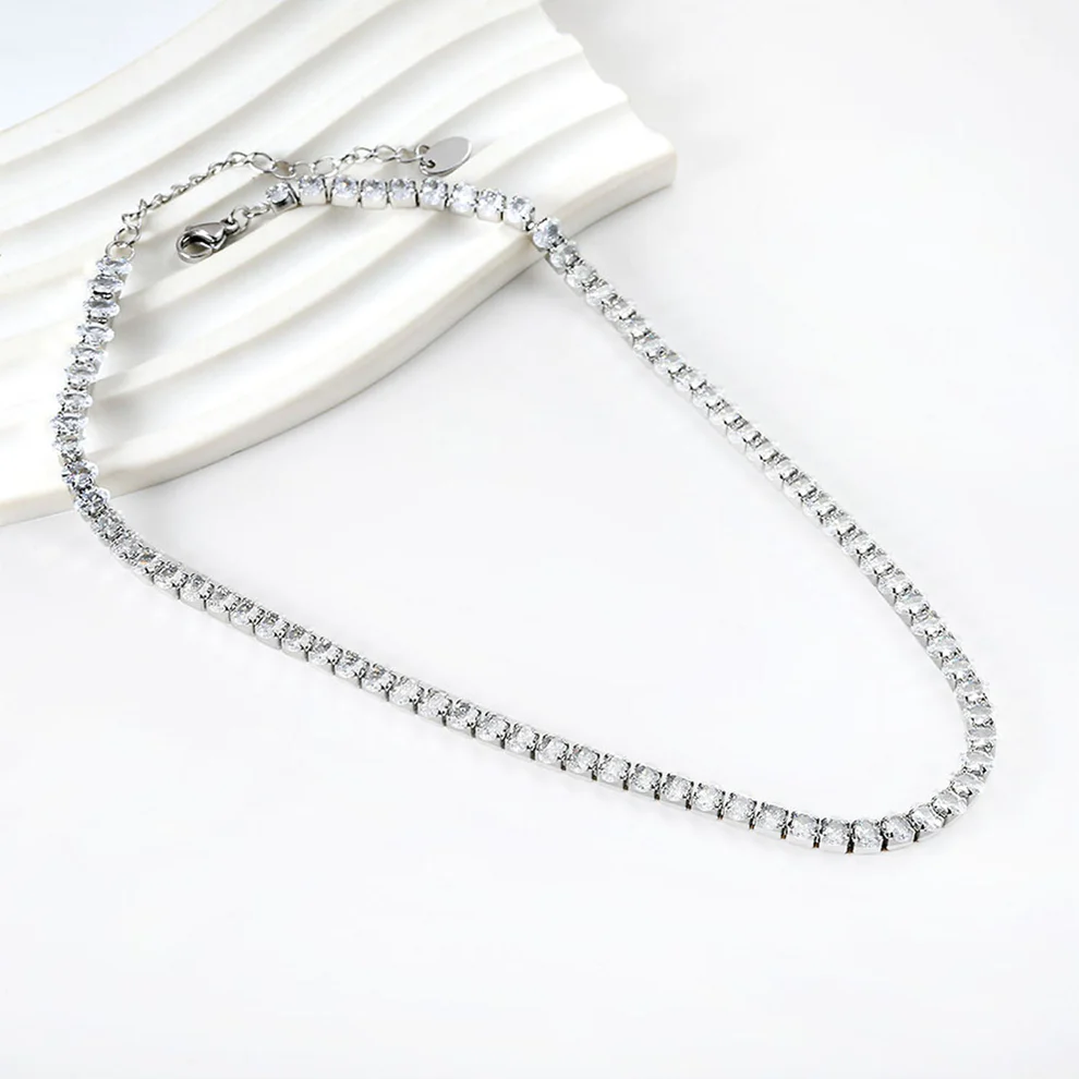 Oval Zirconia Choker Necklace
