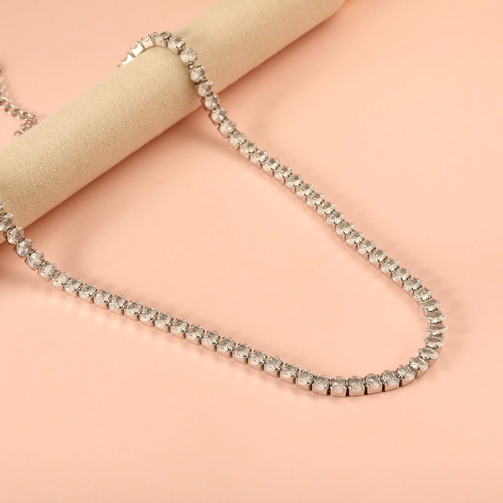 Oval Zirconia Choker Necklace