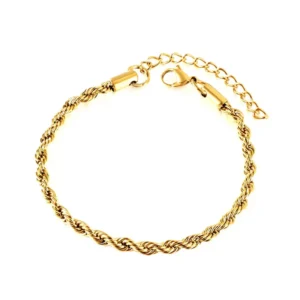 Twisted Rolo Chain Bracelet – Gold Plated Stainless Steel
