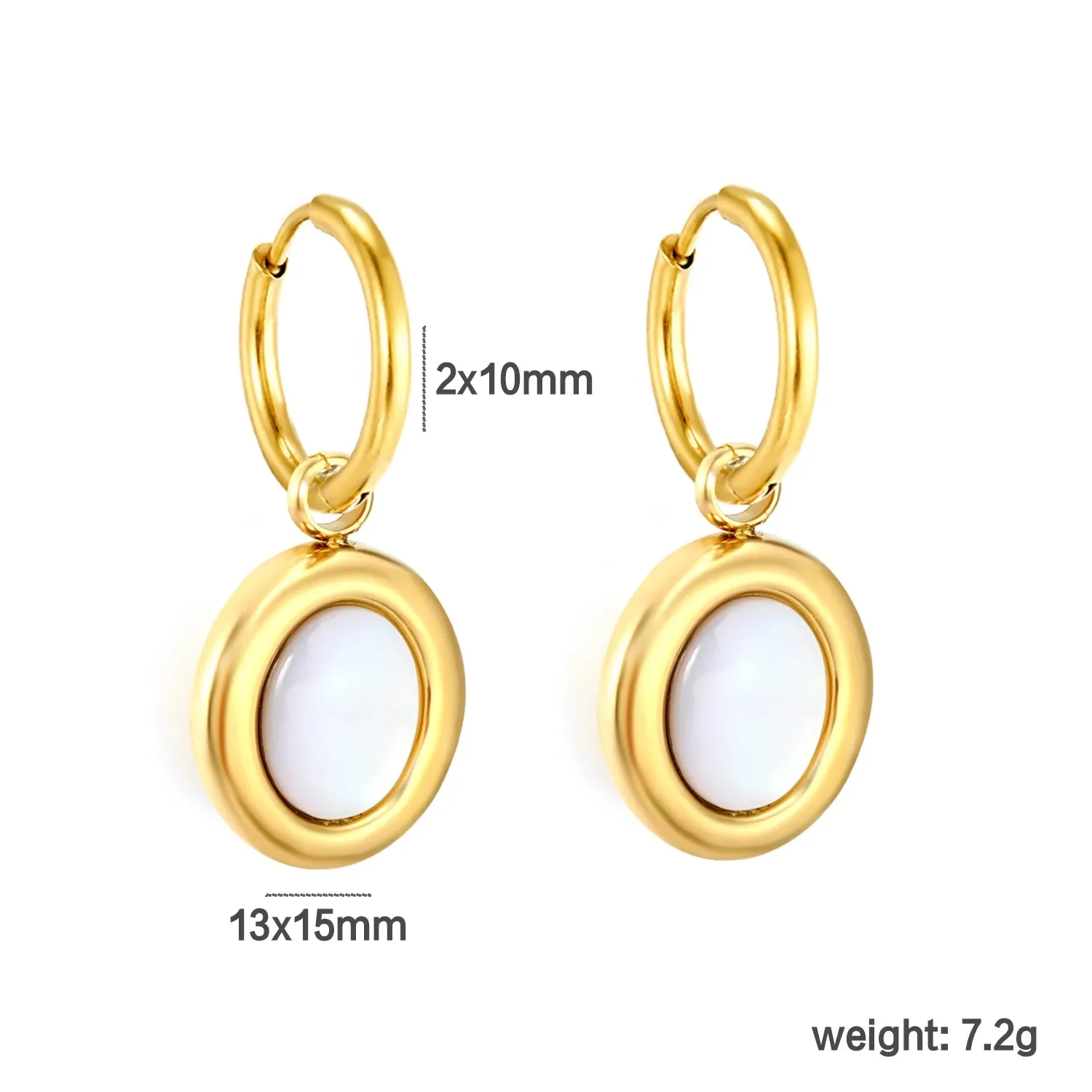 White Shell Drop Earrings – Gold Plated Stainless Steel